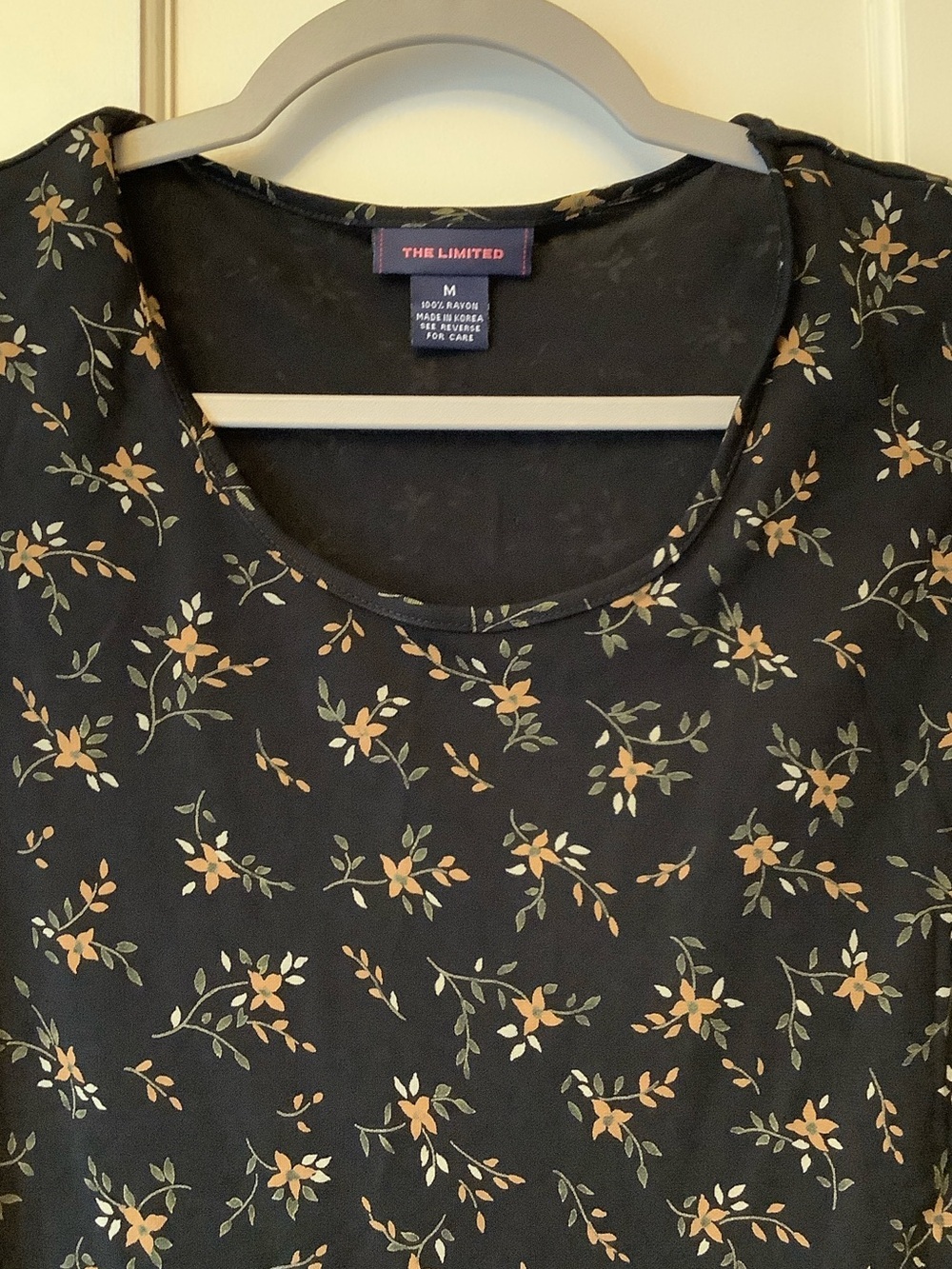 The Limited Black Floral Tank Top with Tan & Green Sprigs - Picture 2 of 5